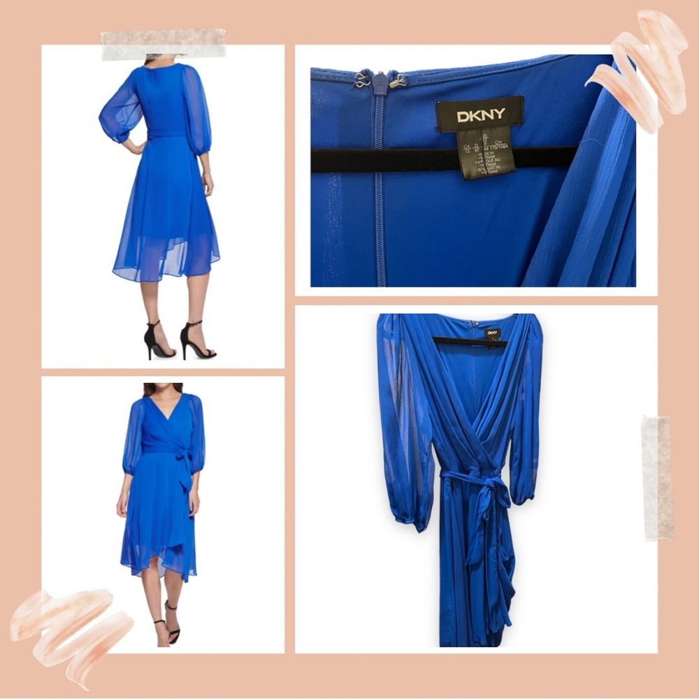 DKNY
Blouson Sleeve Faux Wrap Dress